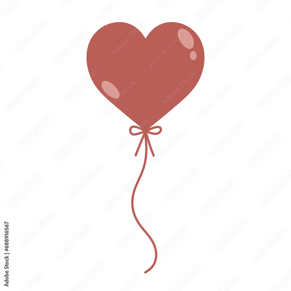 Hand drawn heart balloon cute vintage retro groovy romantic pink for valentine day birthday party baby shower