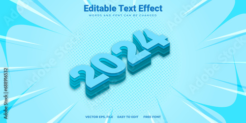 Blue-Colored Isometric 3D Text Effect for New Year 2024