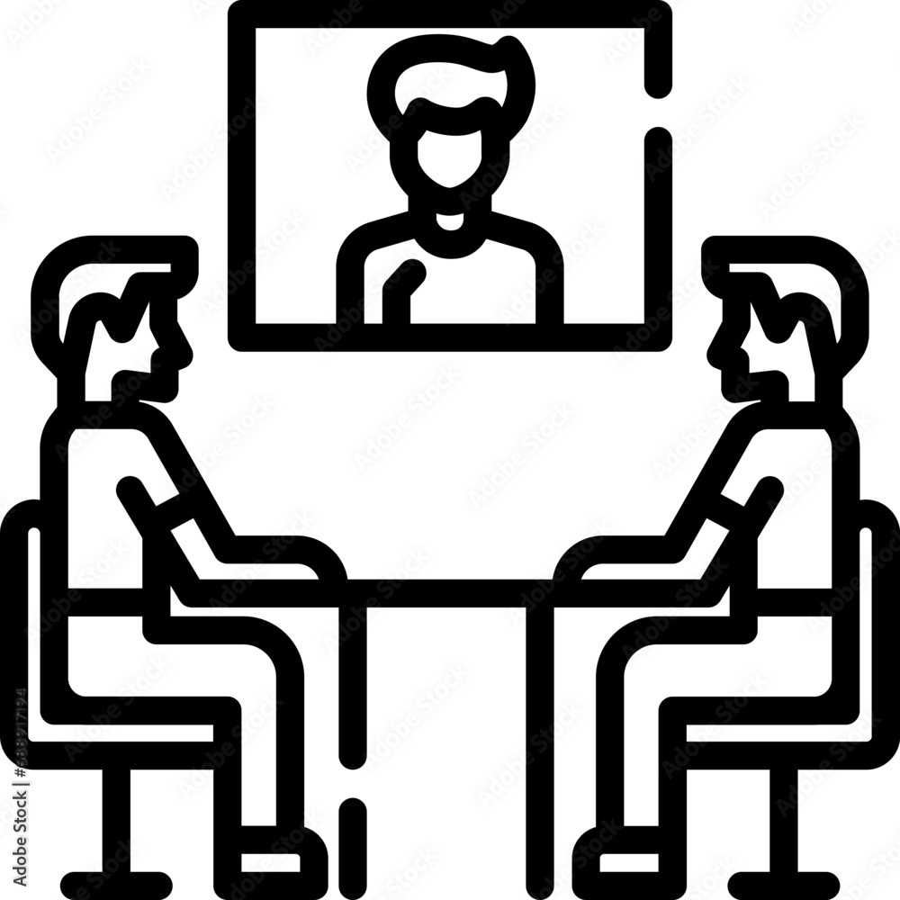 Video conference meeting icon. Outline design. For presentation, graphic design, mobile application. Video conference meeting icon. Outline design. For presentation, graphic design, mobile application.
