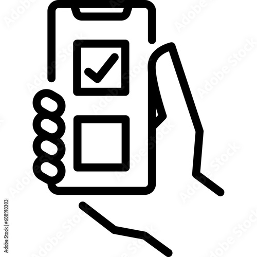 Vote on mobile icon. Outline design. For presentation, graphic design, mobile application.