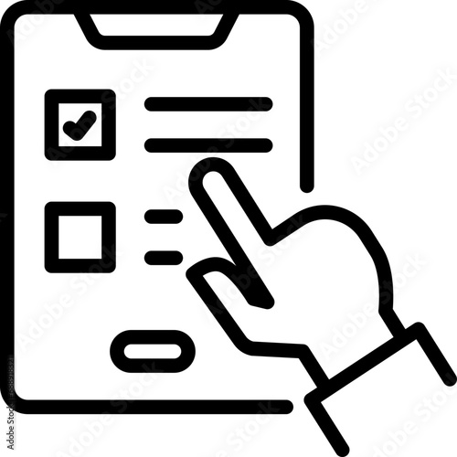 Vote on tablet icon. Outline design. For presentation, graphic design, mobile application.