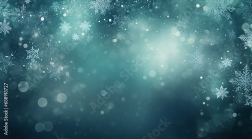 Cool wintery bokeh background in green tones. photo