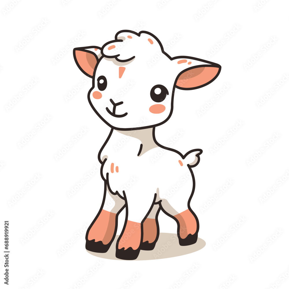 Cute cartoon goat. Vector illustration isolated on a white background.