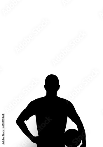 Digital png silhouette of sportsman holding ball on transparent background