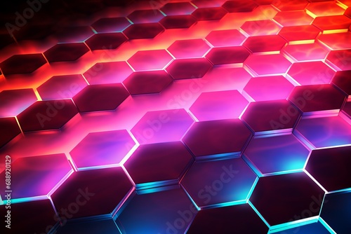 Digital hexagon abstract background with glow