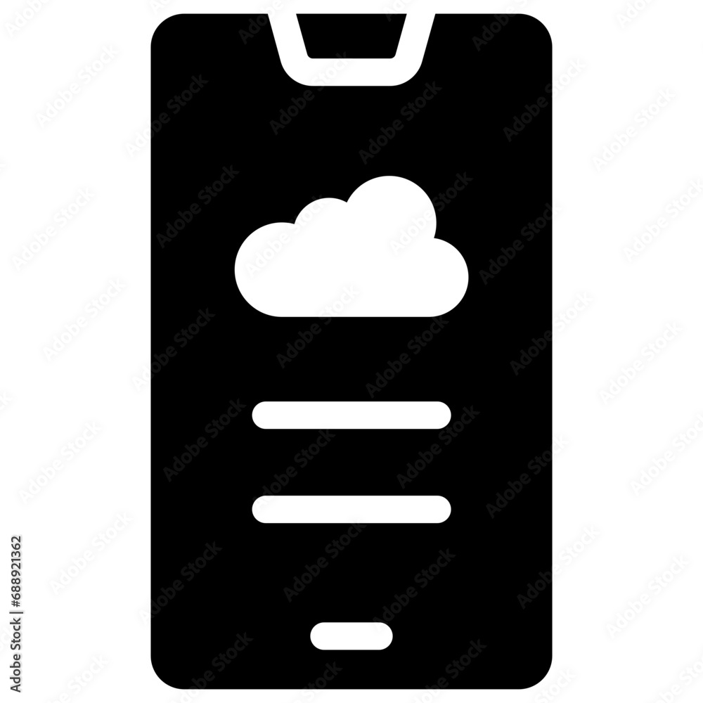 Weather on mobile icon. Solid design. For presentation, graphic design, mobile application. Weather on mobile icon. Solid design. For presentation, graphic design, mobile application.