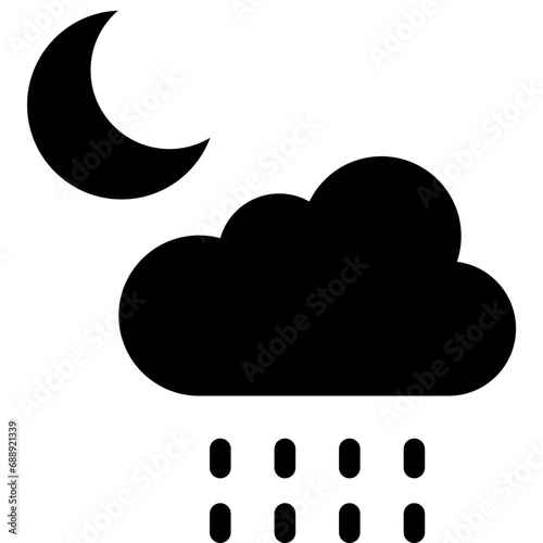 Downpour at night icon. Solid design. For presentation, graphic design, mobile application.