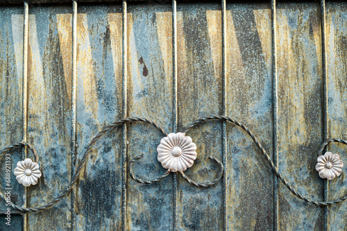 Close up of metallic fence in front door, Bali, Indonesia, Asia photo