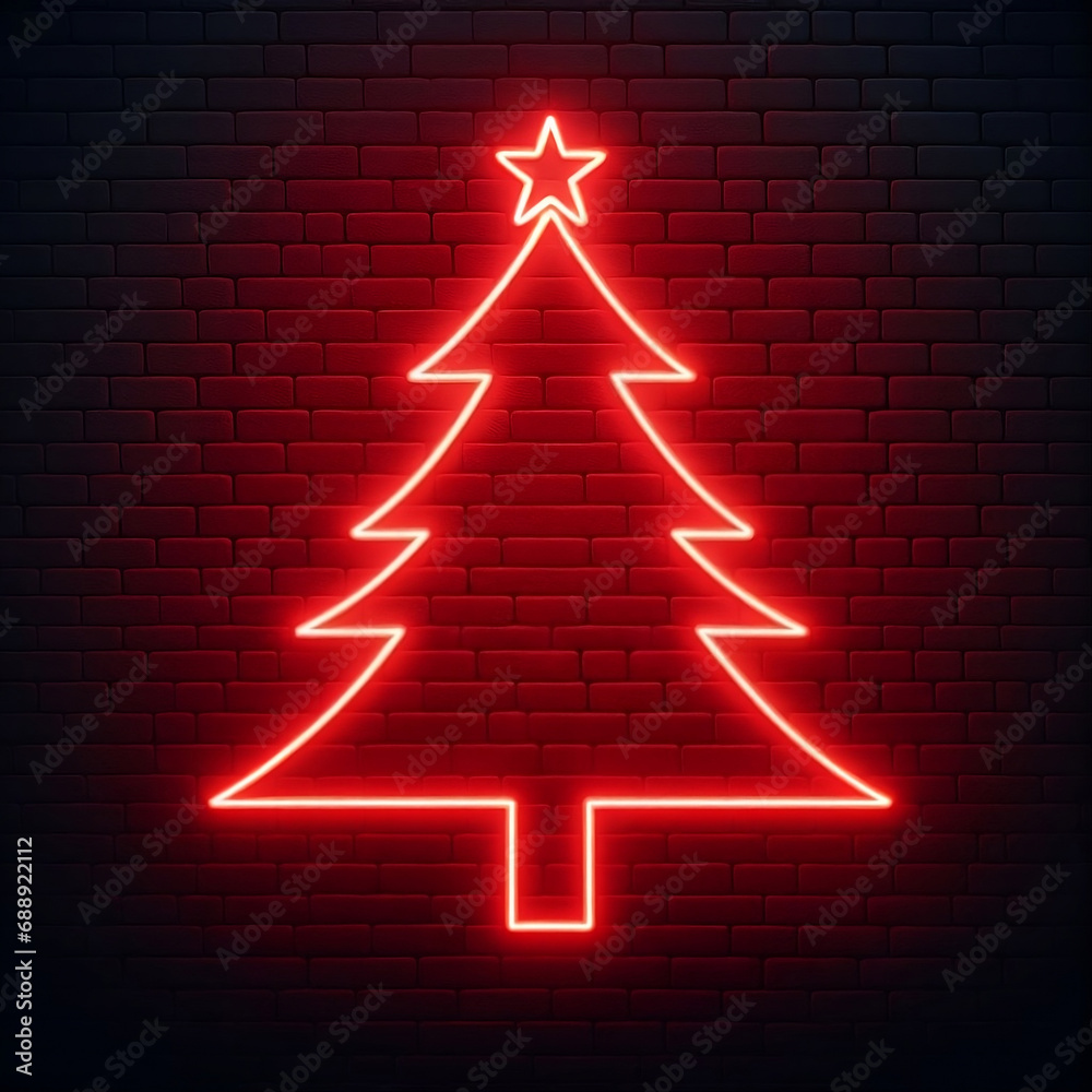 Arbolito de navidad de neón rojo