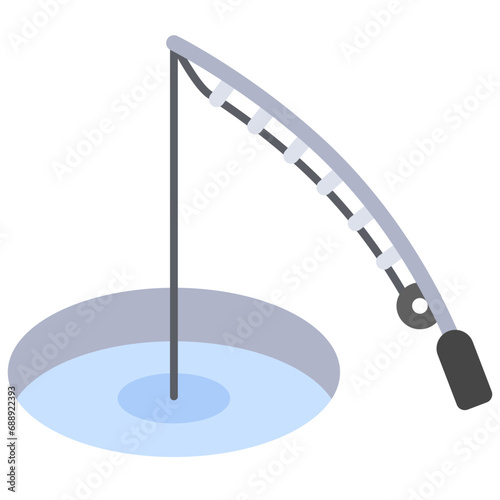 Ice fishing icon. Flat design. For presentation, graphic design, mobile application.
