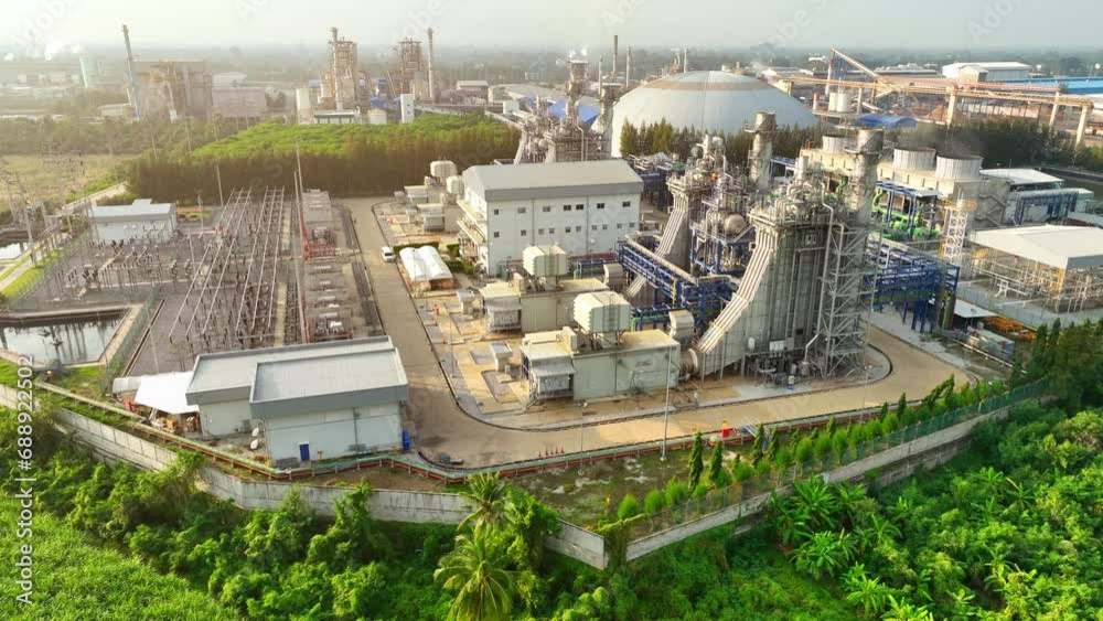 A drone soars above the power plant, revealing a sprawling network of ...