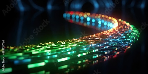 Glowing colorful lines and bokeh lights  abstract neon free flowing lines. 3d rendering