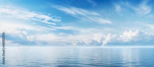 Serene sky and calm waters of the Florida Keys, as seen panoramically.
