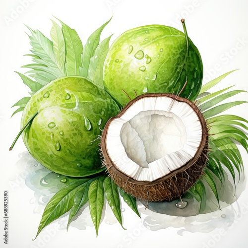 coconut watercolor made by generative ai