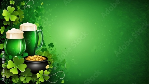Saint Patrick's day, backgrounds in green color inspiration. Generative AI