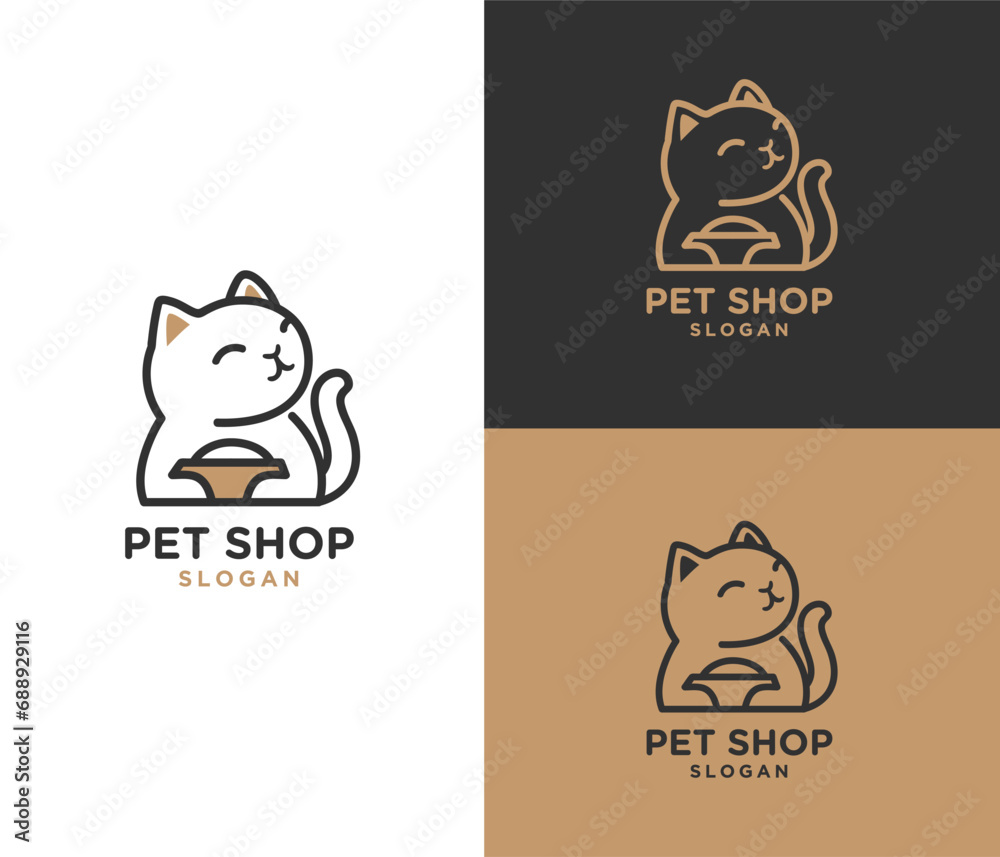 Obraz premium Cat Pet Shop Logo