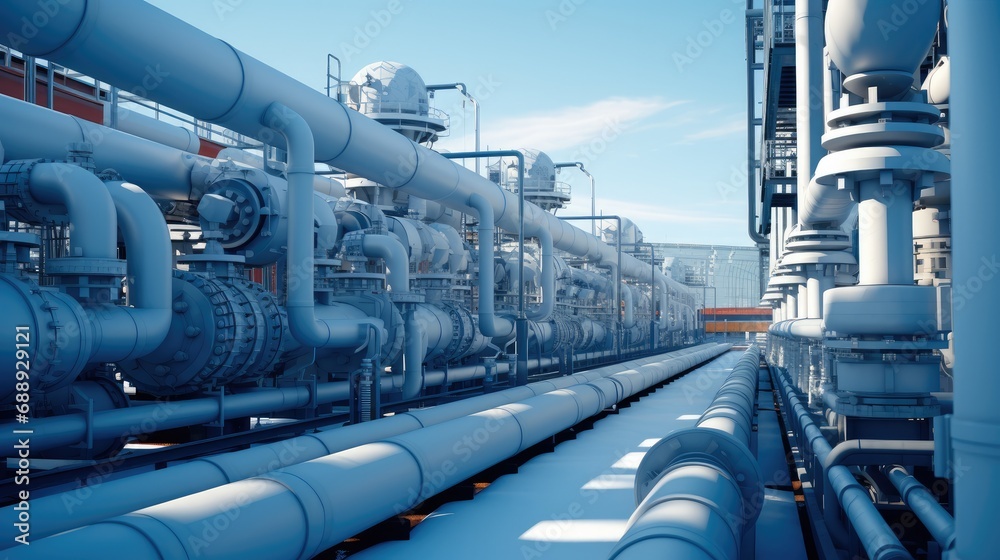 Pipelines with pipes in an industrial area. Pipelines with pipes in an industrial area.