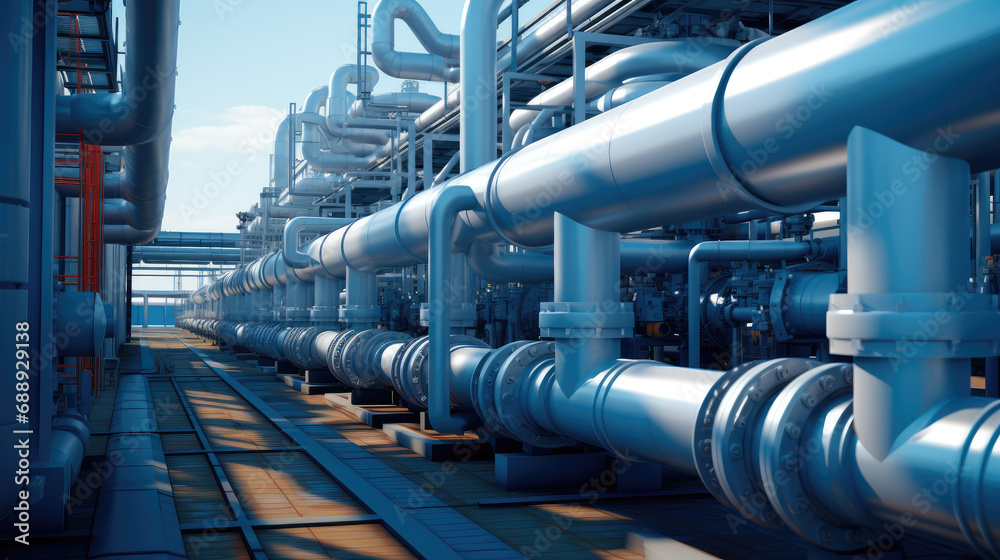 Pipelines with pipes in an industrial area. Pipelines with pipes in an industrial area.