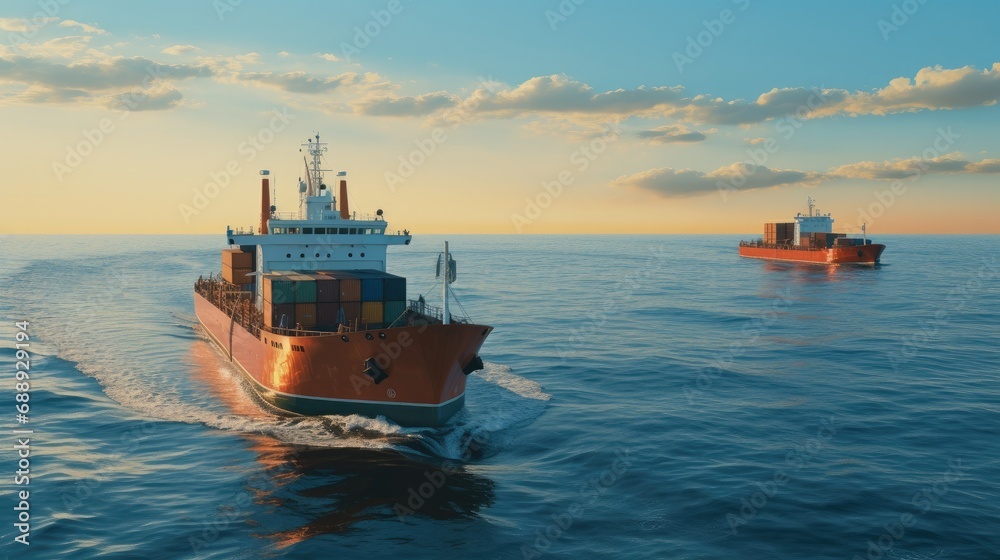 Obraz premium Tugboat on sea, Aerial high view.