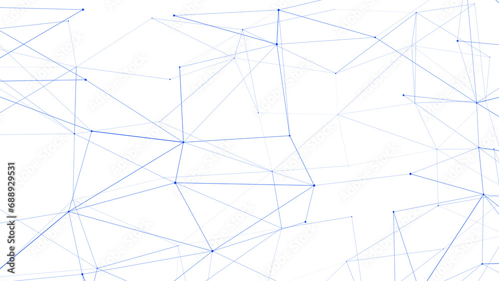 White background with interconnected lines and dots creating abstract and futuristic pattern, representing concept of connectivity and communication in technology science