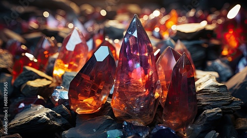 Multi-colored shiny crystals gemstones transparent bright beautiful