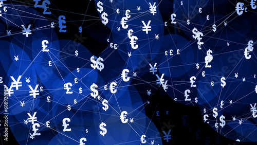 Yen as international currency symbol in money background valuable backdrop for finance, banking, and business presentations with focus on budget, cost, and profit photo