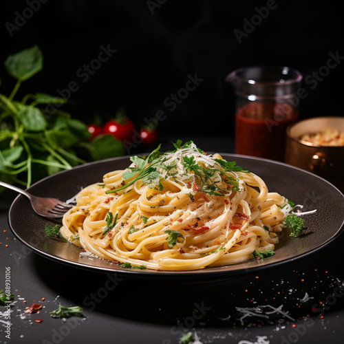 Exquisite Presentation of Linguini in White Sauce