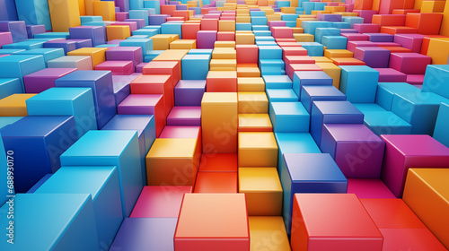 Vibrant 3D Square Symphony: Colorful Background Design