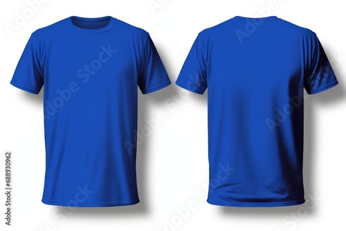 Mockup of a blank royal blue tshirt front and back isolated on white background. Generative AI