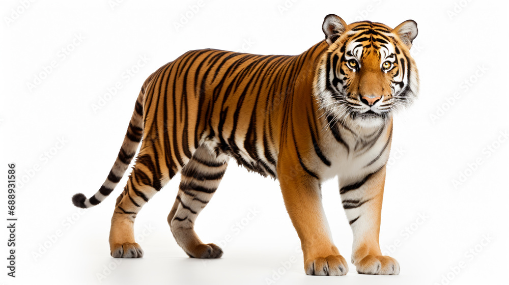 Fototapeta premium Beautiful tiger isolated on white background, AI Generative.