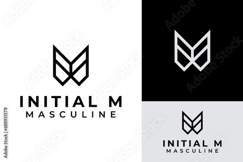 Initial Monogram M W Man Male Men Masculine Mature Monochrome Logo Design Branding Template photo