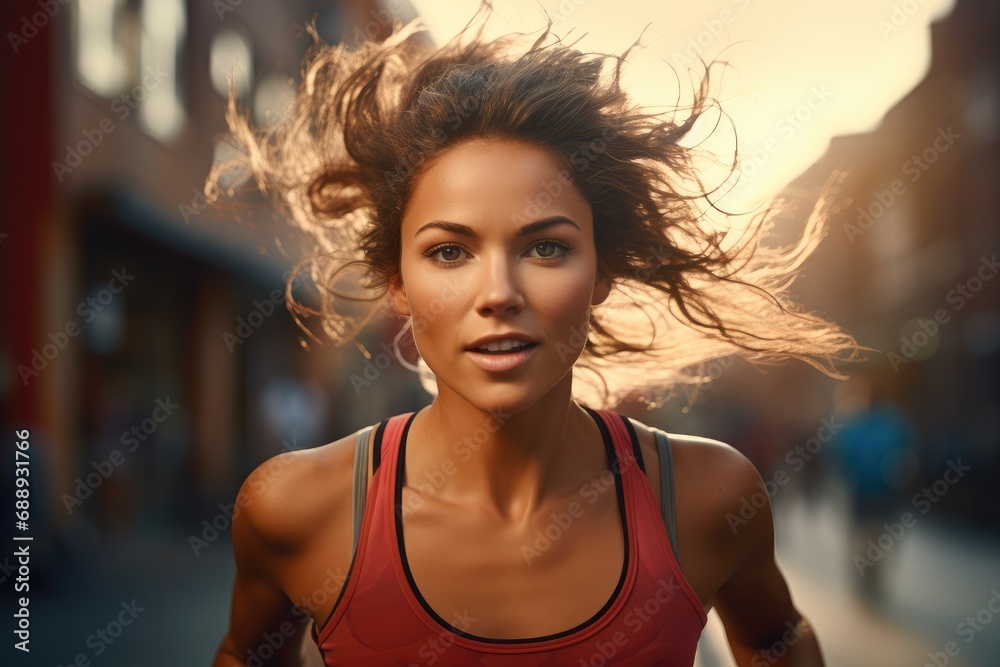 Female athlete participating in a marathon. Female athlete participating in a marathon.