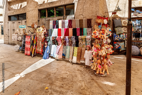 Canvas Print Shop with souvenirs for tourists in the reconstructed old part of the Dubai city