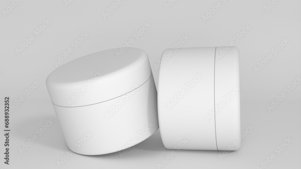 3D rendered Cosmetics Jar mock up. Packaging clear Cosmetic cream on isolated Light Grey background 3D rendered Cosmetics Jar mock up. Packaging clear Cosmetic cream on isolated Light Grey background