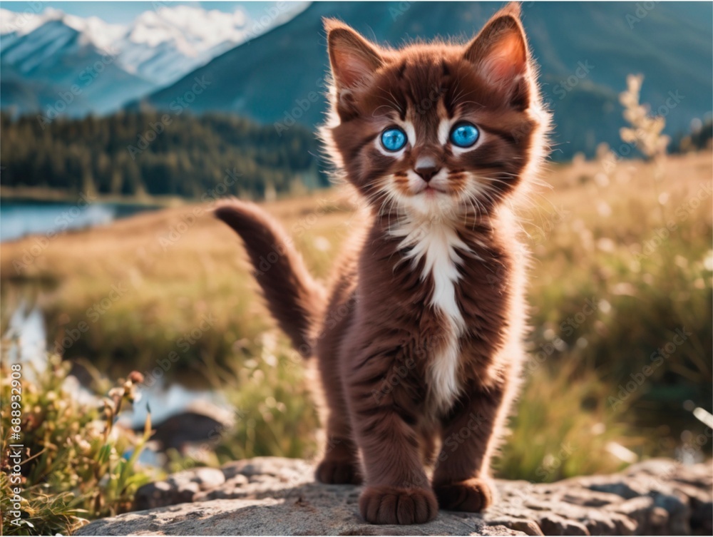Obraz premium A kitten cute at nature 