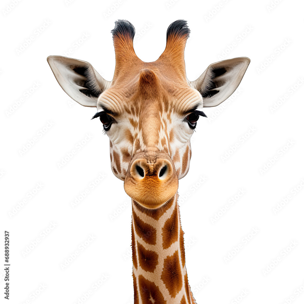 Giraffe photograph isolated on white background
