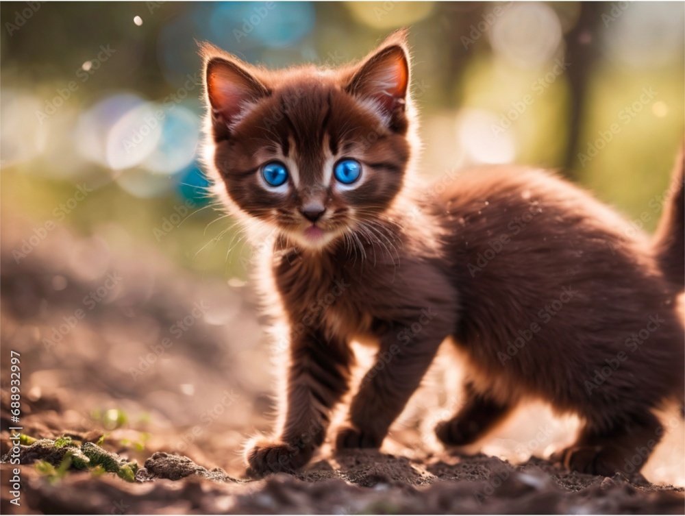A kitten cute at nature 