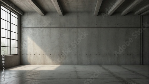 Interior of empty room with concrete walls in loft style. Textured backgroun. Generative AI