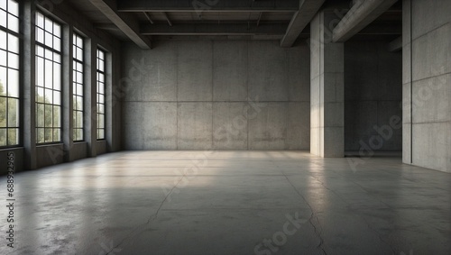 Interior of empty room with concrete walls in loft style. Textured backgroun. Generative AI