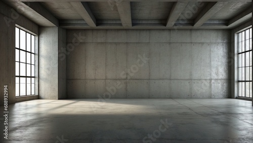 Interior of empty room with concrete walls in loft style. Textured backgroun. Generative AI