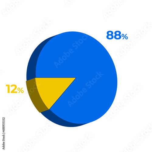 12 88 percentage 3d pie chart vector illustration eps
