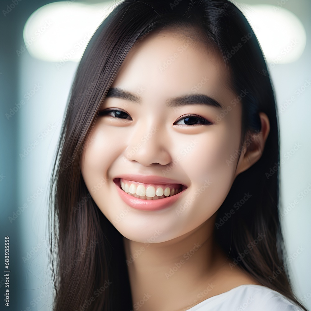 A beautiful Asian teenage girl smiling confidently at the camera. A beautiful Asian teenage girl smiling confidently at the camera.