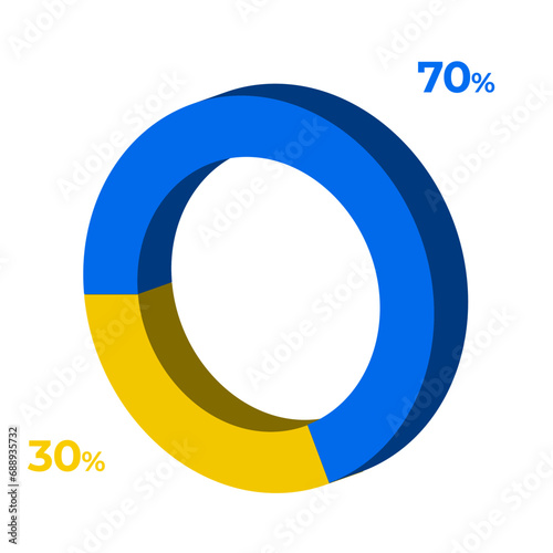 70 30 3d donut pie chart illustration eps vector