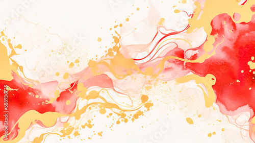 金色と赤の和風の抽象的水彩背景