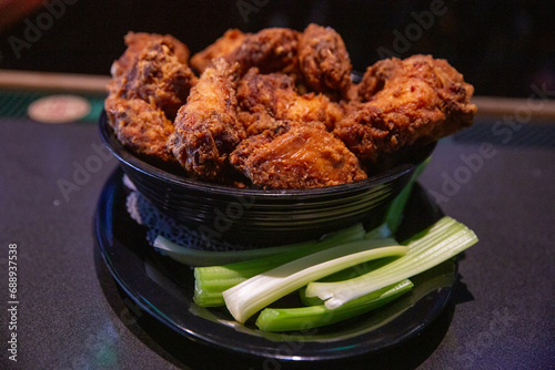 Fried Chicken wings with Celery photo