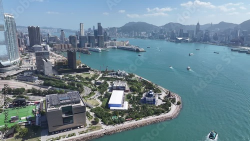 West Kowloon Cultural Area, A Waterfront Leisure Cultural arts exhibtion theatre complex museum Promenade Palace Freespace near Tsim Sha Tsui Jordon, Central, Victoria Harbour, Hong Kong  photo