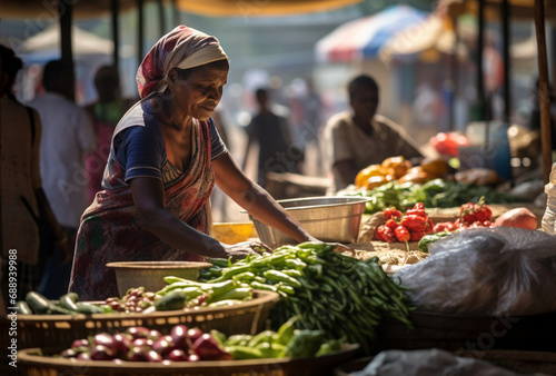 Street vendors selling fresh food at the market, AI Generated Images