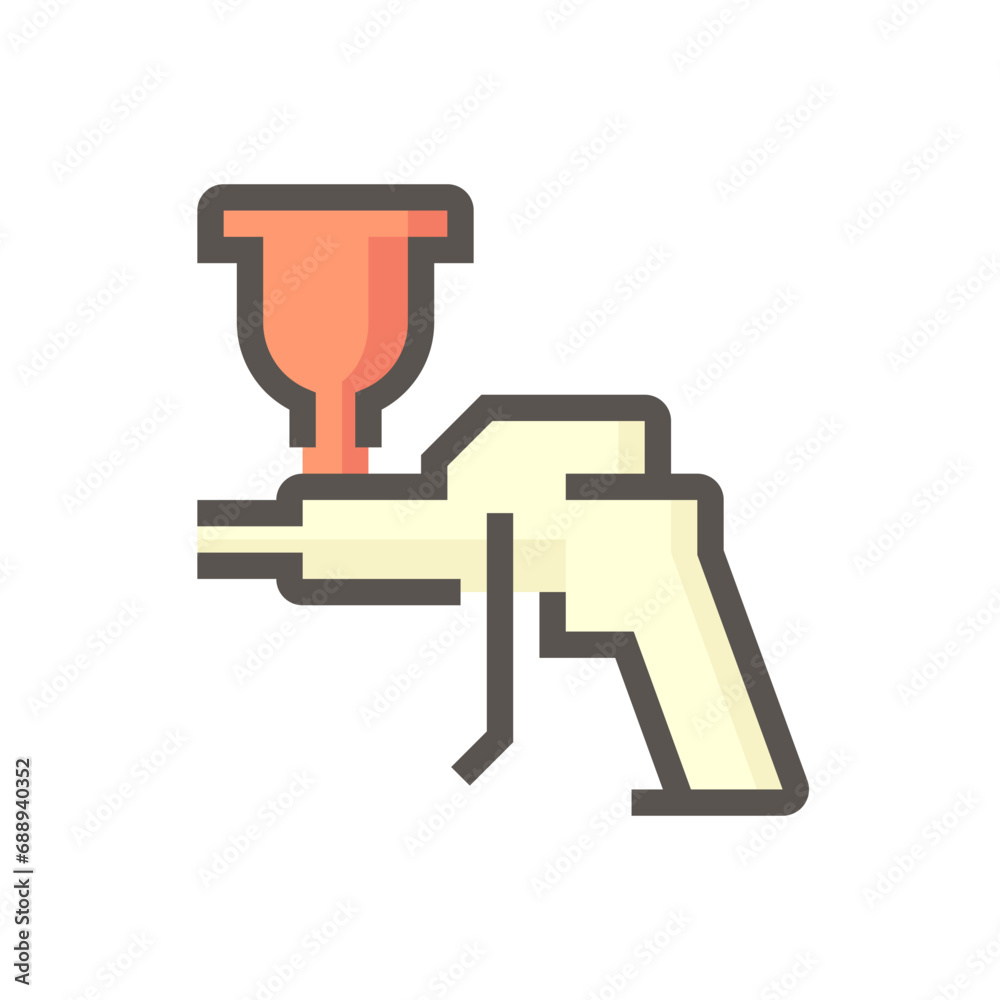 Spray paint, airbrush gun vector icon. Sprayer kit tool for painter, professional to painting coating on auto car, furniture cabinet, house wall, artwork by pressure of air compressor tank, 48x48 px. Spray paint, airbrush gun vector icon. Sprayer kit tool for painter, professional to painting coating on auto car, furniture cabinet, house wall, artwork by pressure of air compressor tank, 48x48 px.