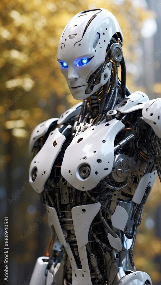Sleek and Futuristic: High-Tech Robot with a Woman-Inspired Design. Generative AI Sleek and Futuristic: High-Tech Robot with a Woman-Inspired Design. Generative AI