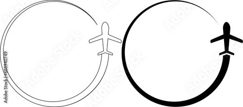 outline silhouette circular plane route frame with copy space photo